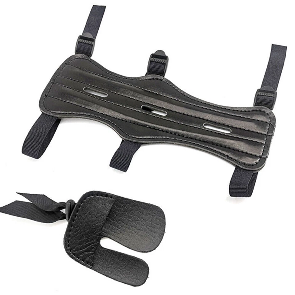 Archery Arm Guard Finger Guard Protector Leather Adjustable Bow Shooting Target - Image 4 of 4