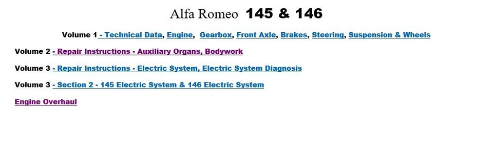 Alfa Romeo 145 and 146 Full Workshop Repair Manual software - Imagen 2 de 4