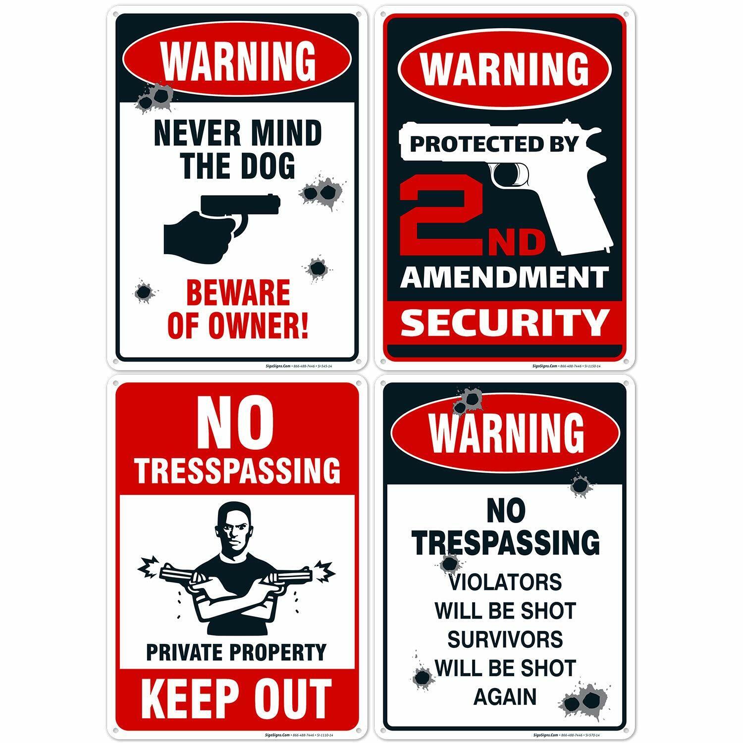 No Trespassing Funny Warning Signs,(4 Pack) 10x14 Aluminum | eBay