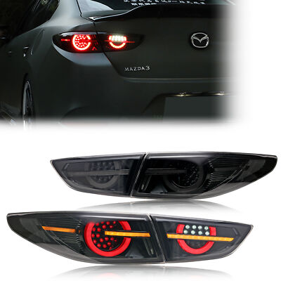LED Tail Lights for Mazda 3 Sedan 2020-2024 Start-Up Animation Rear Lamps Smoke
