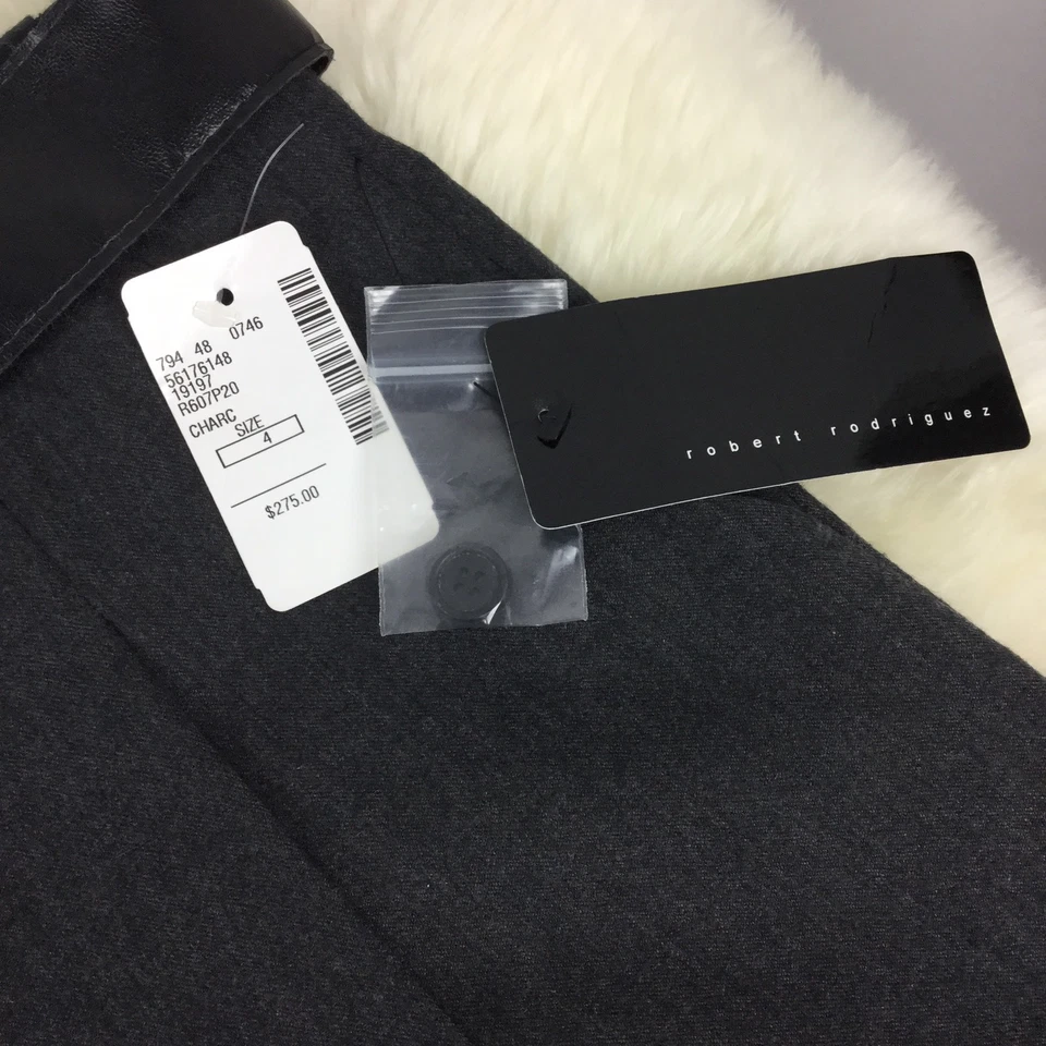 $NUEVO Bermudas Robert Rodriguez Pierna Ancha Mezcla Lana Capris Gris Carbón Talla 4 $275 Foto 3 de 4