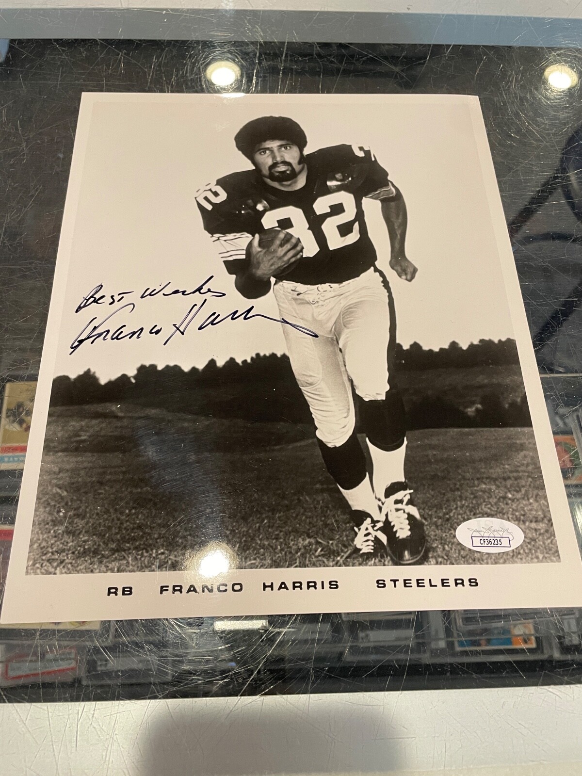 FRANCO HARRIS PITTSBURGH STEELERS SIGNED RARE PUBLICITY 8X10 PHOTO JSA 