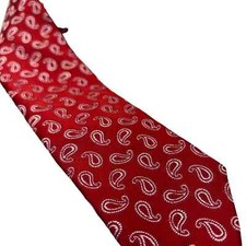 TCM Red and White Paisley Tie 100 silk