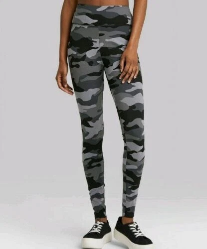 WILD FABLE Women's High Waisted Classic Cotton Gray Camo Print