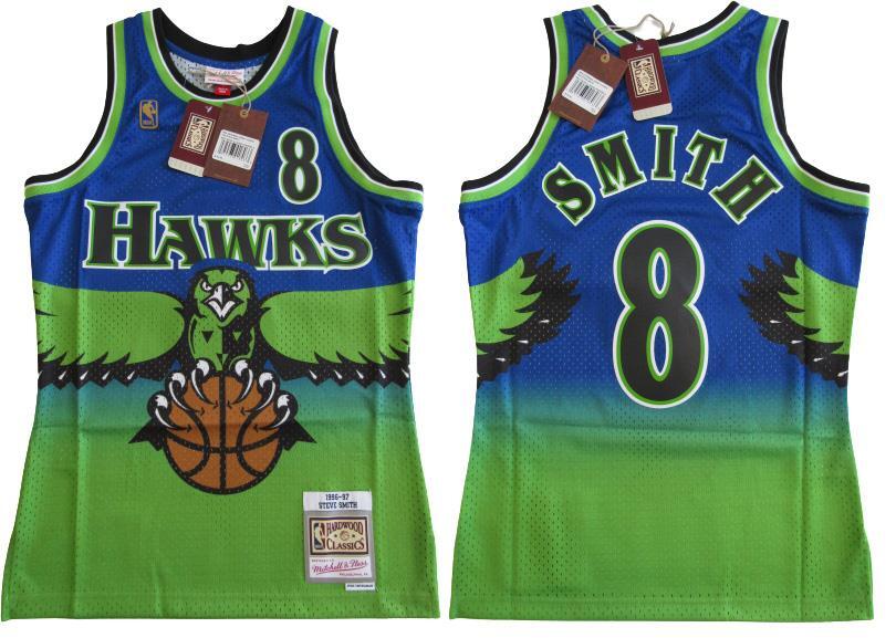HAWKS カラフルユニフォームLサイズ New 1996-97 Steve Smith #8 Hawks Mens Sizes Mitchell & Ness
