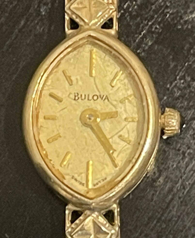 14K Solid Yellow Gold Bulova Quartz Ladies Watch and … - Gem