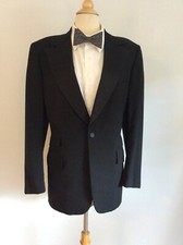 VINTAGE Lord West Peak Lapel Single Button Satin Trim TUXEDO JACKET 40L