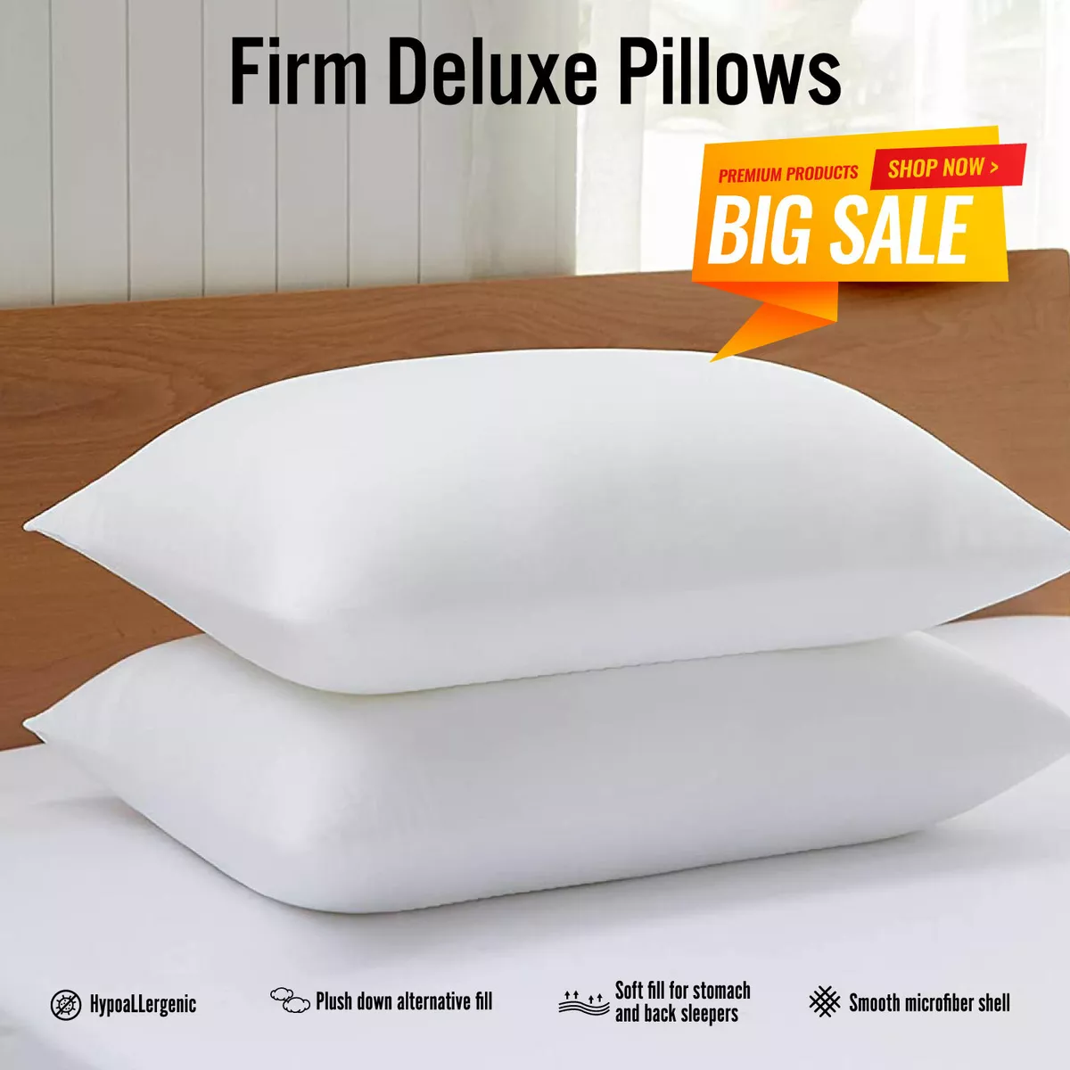 Hotel Oversized Pillows, Extra Filled Large Pillows