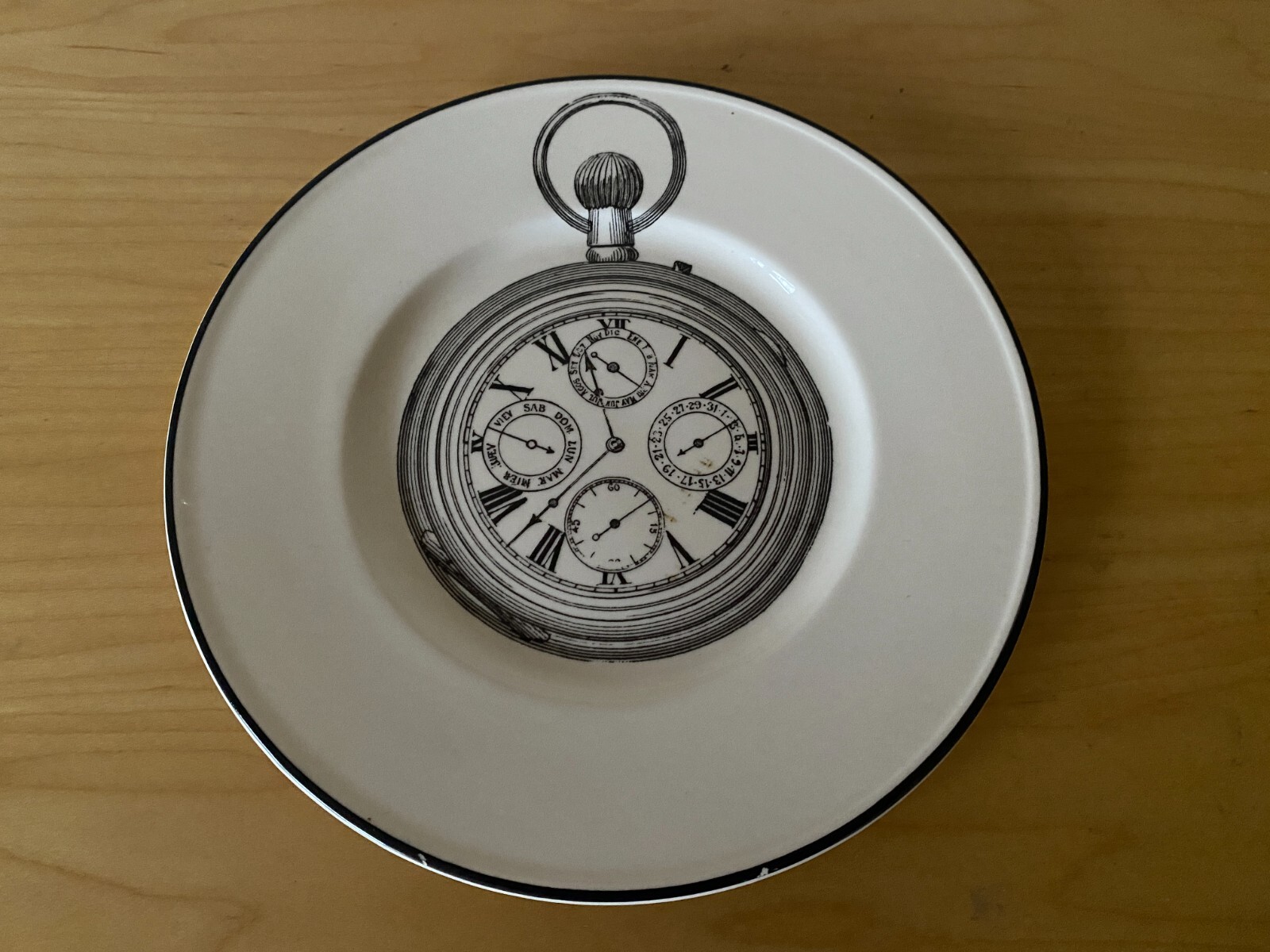 Plato de porcelana LUNEVILLE France - Dibujo de reloj de bolsillo - 18 cm