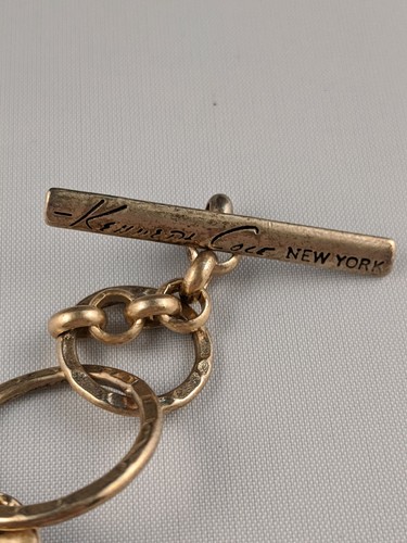 Kenneth Cole Brushed Mixed Metal Disc Bracelet Toggle Clasp 7.5” Riveted Accents - Picture 4 of 4