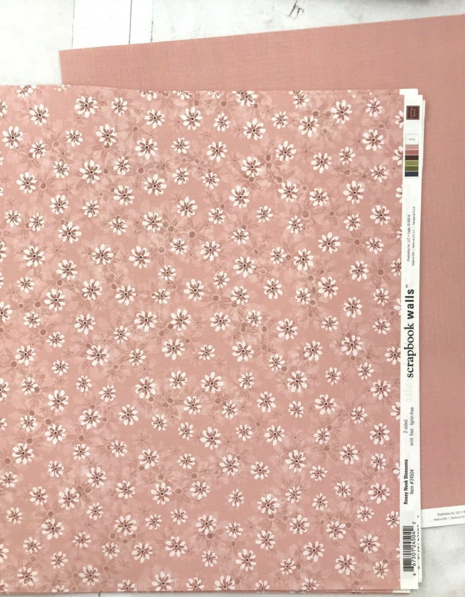 NEW Double Sided Rose White Floral 12 x 12 scrapbook paper craft