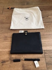 WILL Leather Goods Large Leather Journal Cover Black & Leather Pen Cover Black 