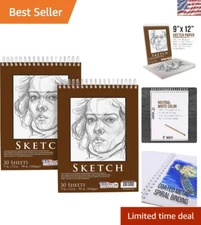 Versatile 2-Pack 9”x12” Professional Sketchbooks for All Media & Skill Levels
