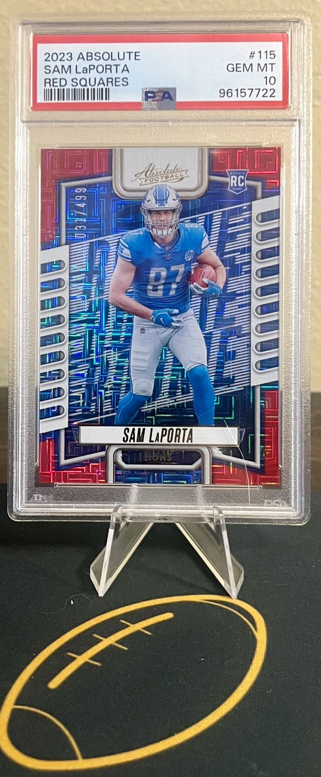 2023 Panini Absolute - Rookies Red Squares #115 Sam LaPorta /499 (RC) PSA 10