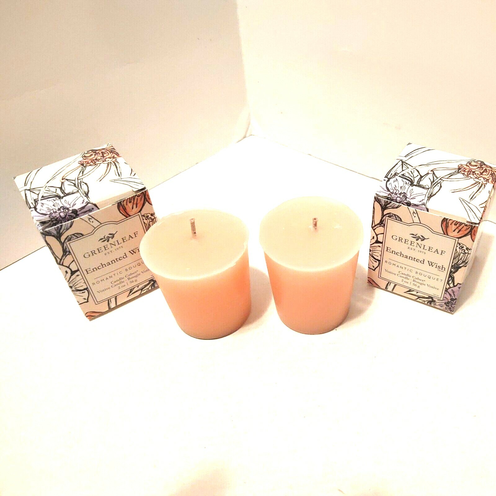 Greenleaf+Enchanted+Wish+floral+scented+Votives+lot+2+candle+cube for