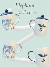 Ceramic Tea & Coffee Mug Elephant Blue Pattern