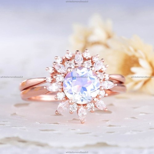 Bague De Fiançailles Citrine Or Jaune 14k – Style Art Déco Rétro – Taille 6.25