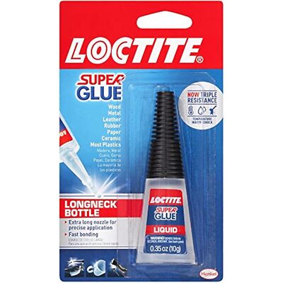 3 pack Loctite Super Glue All Purpose Clear Liquid Adhesive Longneck Bottle 0.35