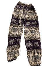 Thai Elephant Harem Pants Jogger Elastic Waist Festival Hippie Boho Yoga S