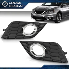 Pair Front Bumper Fog Light Lamp Frame Covers Fit For 2016-19 Nissan Sentra 
