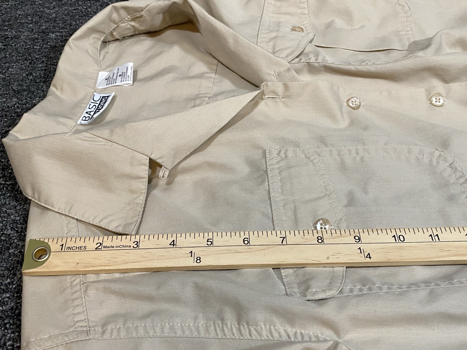 Basic Editions Womens Button Down Beige Shirt Sho… - image 8