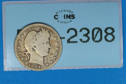 1904 25C LIBERTY HEAD BARBER SILVER QUARTER DOLLAR Early US Type RAW-2308