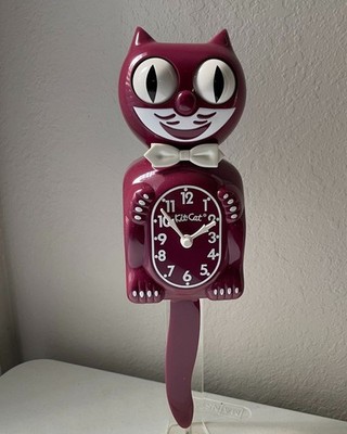 Bc-36 Retired Burgundy Kit Cat Klock Clock  RARE VINTAGE 2014