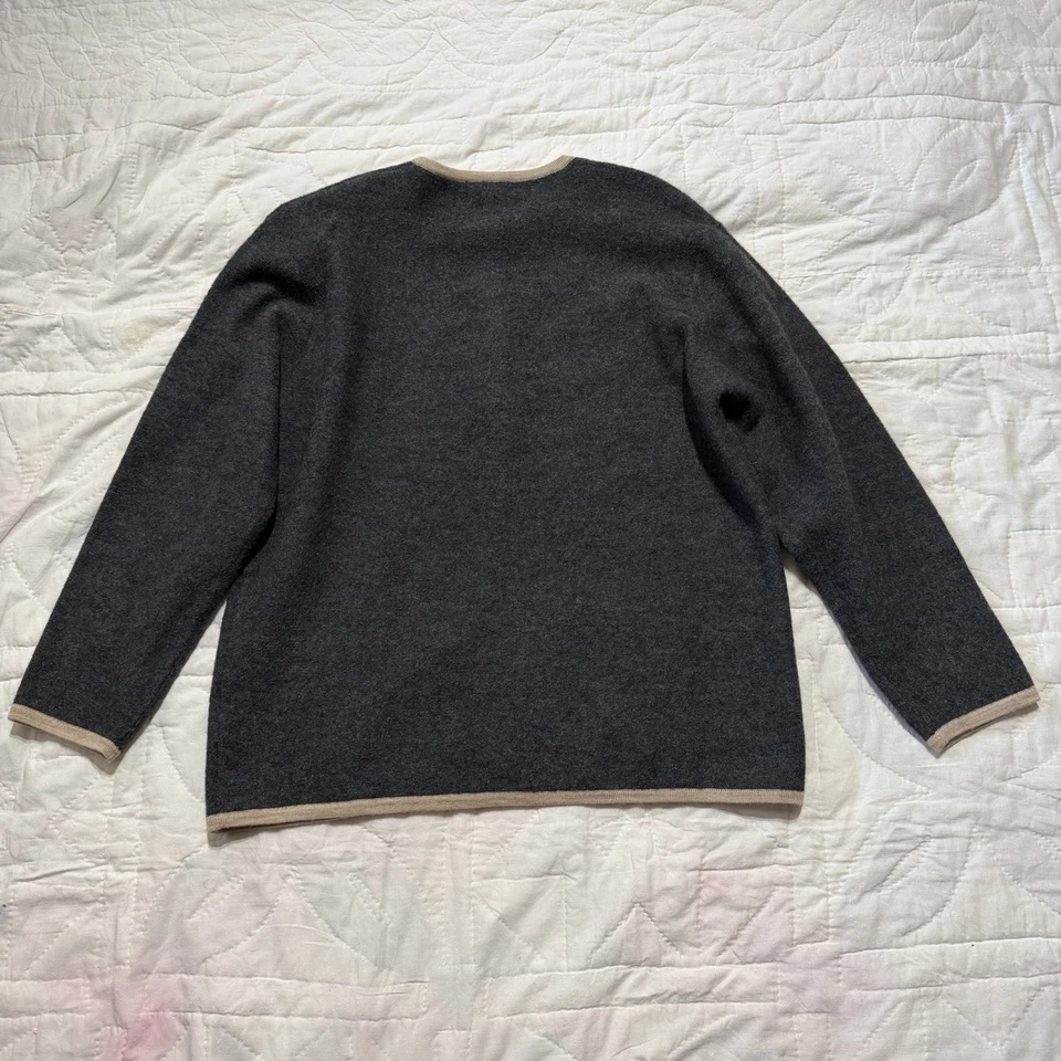 Cárdigan Suéter Vintage Años 90 Y2K Pendleton Lana Talla XL Para Mujer Gris Tostado Bolsillos Foto 4 de 4