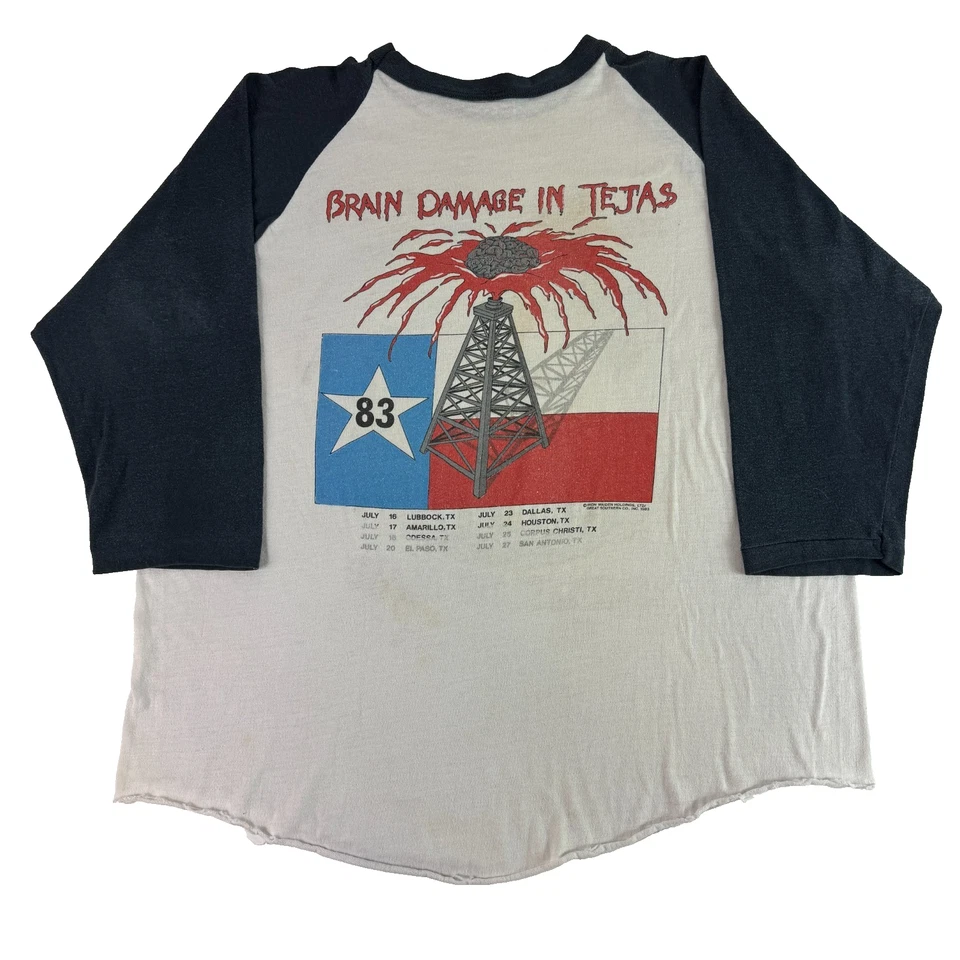 复古 80 年代铁娘子 Raglan T 恤 Remember The Alamo Brain Damage Texas 1983 XL — 第 3/4 张图片