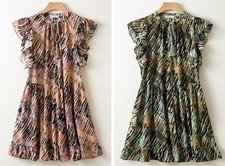 Women Ulla Johnson Tie Neck Floral A-line Flare Mini Dress