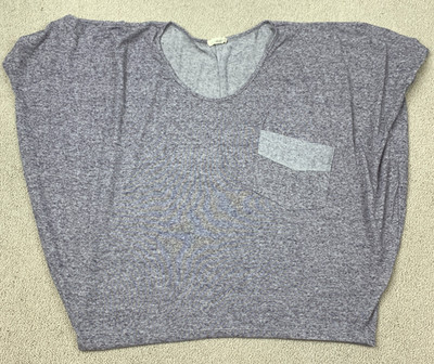 Ladies Code Knit Top Women's Plus Size 1X  Heather Gray Chest Pocket Dolman Slv