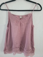 PAPER CRANE Women's Mauve Lace Camisole Tank Top Size M