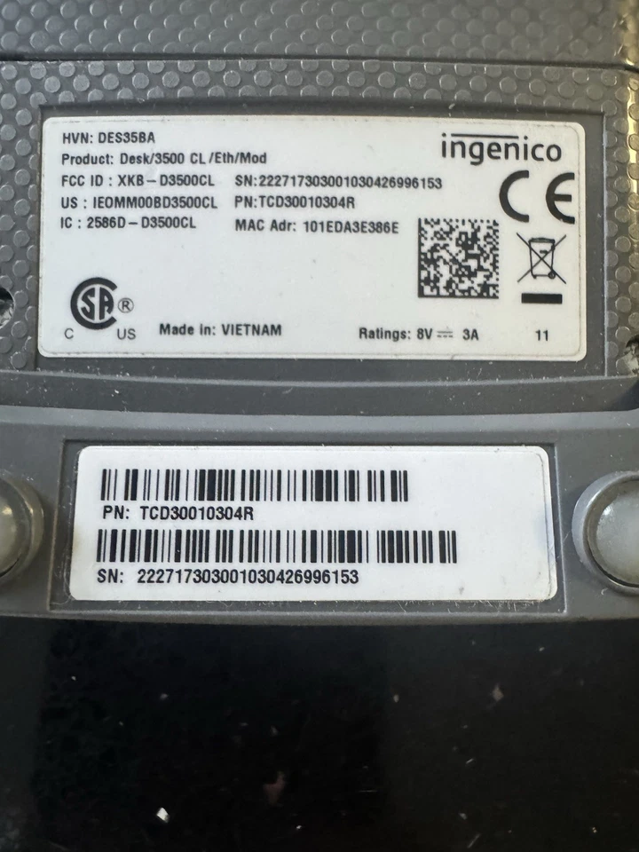 INGENICO DESK 3500 & 1500 CREDIT CARD READER PAYMENT TERMINAL - Image 4 of 4