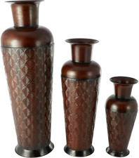 Deco 79 Metal Decorative Vase Tall Centerpiece Vases with Geometric Designs, Set