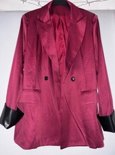New size 12/14 Burgundy longline blazer faux leather cuffs
