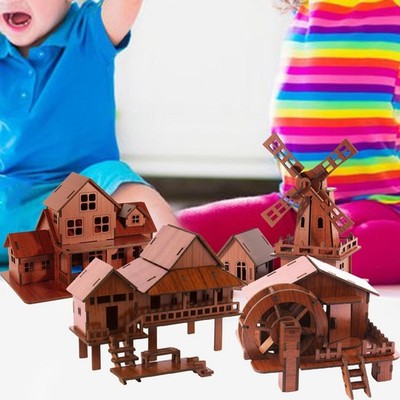 3D Architektur Holz Hütte Gebäude Zum Selbermachen Handwerk Kinder Bau Spielzeug Dekor