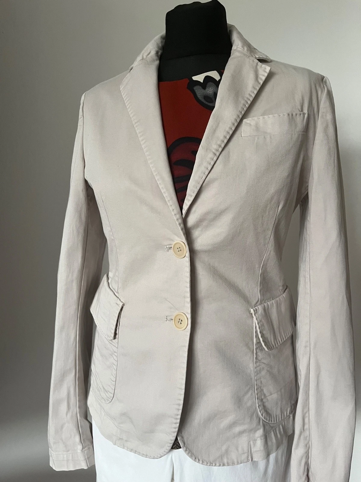 ASPESI Cotton Canvas Jacket Blazer Beige Tailored 2 Button M US 6 8 Breathable