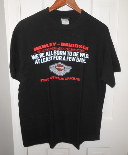 HARLEY-DAVIDSON Men's XL Black T-Shirt 100th Anniversary Sydney Australia 2003