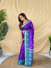 Premium Soft Silk Saree Elephant Weaved Design