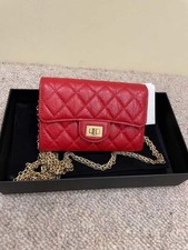 Chanel 2.55 Wallet On Chain Flap Bag Red Calfskin Gold Hardware [Duties Paid]