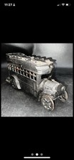 Vtg Heavy Large Black Toy Cast Iron Metal Double Decker Passenger Bus 11" Long