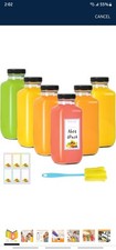 6 Pack 16oz Glass Juice Smoothie Tea Drink Bottles w/Lids NEW FREE SHIPPING 