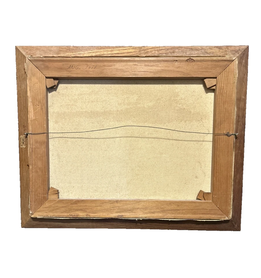 Pintura al óleo enmarcada vintage original Winter Old Mill 20" x 17" - firmada Foto 2 de 4