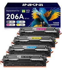 HP 206A 206X Toner 4-Pack w/Chip for LaserJet Pro M255dw M283fdw M282nw Printer
