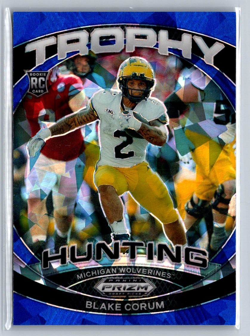 2024 panini prizm draft picks football blue cracked ice michigan blake corum /99