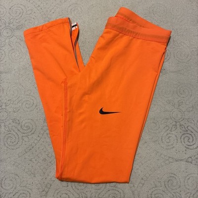 Nike Team Issued Oklahoma State Men L Long Tights OSU Track & Field XC  Orange 
