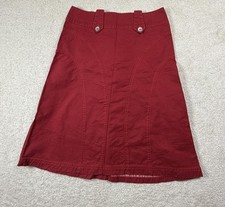 Falda Oilily Mujer 34 EE. UU. 2 Rojo Algodón Línea A Midi Botón Cremallera Informal Otoño