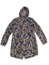Joules Right As Rain GO LIGHTLY Sz 2 Floral Grey Ditsy Hooded Packable Jacket