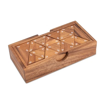 Tridomino Weiße Zahlen– Dreieck-Domino aus Holz für 2 bis 6 Spieler im Holzkaste - Bild 1 von 4