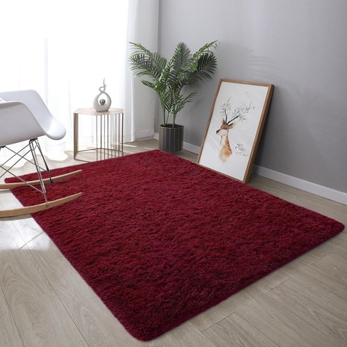 Fluffy Burgundy Red Rug Carpet for Bedroom Living Room, 3x5 Feet Area Rugs fo... - Picture 8 of 8